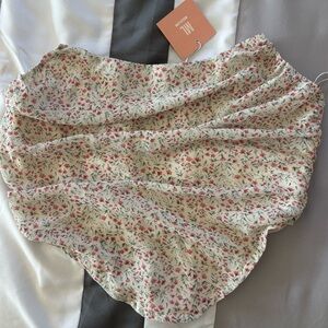 Miss Lola Cream Floral Mini Skirt